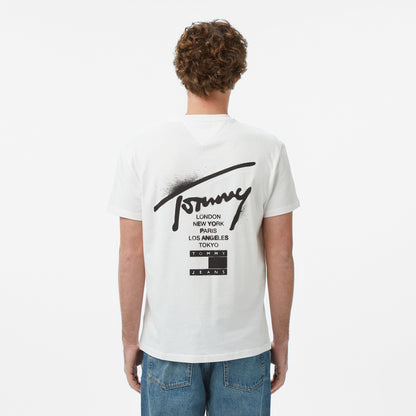 Tommy Hilfiger Regular City Sign Erkek Beyaz T-shirt