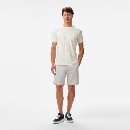Nautica Erkek Krem Regular Fit Desenli T-shirt