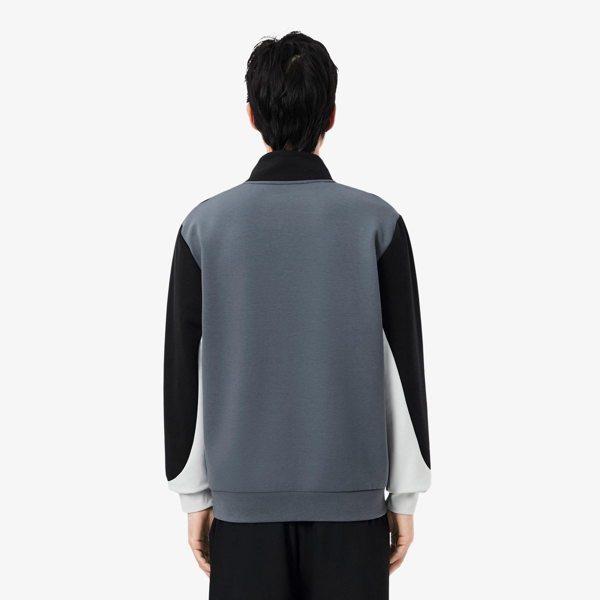 Lacoste Erkek Classic Fit Yarım Fermuarlı Renk Bloklu Gri Sweatshirt