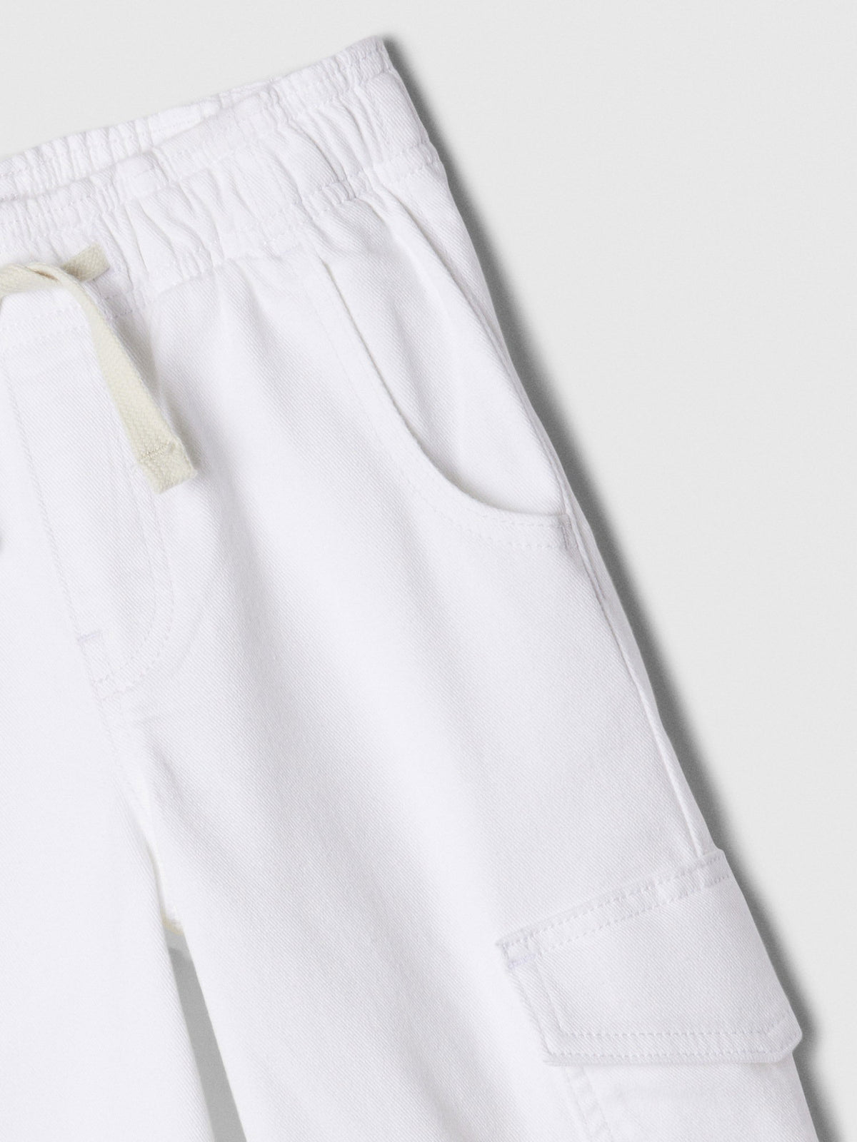 Beyaz High Rise Easy Wide Kargo Jean Pantolon