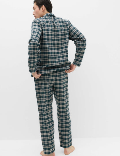 Saf Pamuklu Ekose Desenli Pijama Takımı