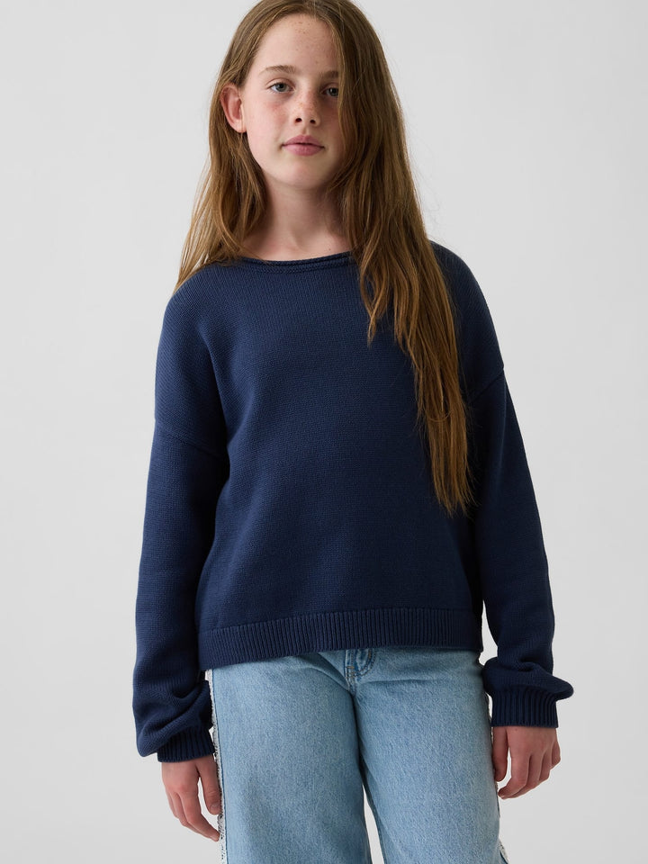 Lacivert %100 Pamuk Oversized Rollneck Kazak
