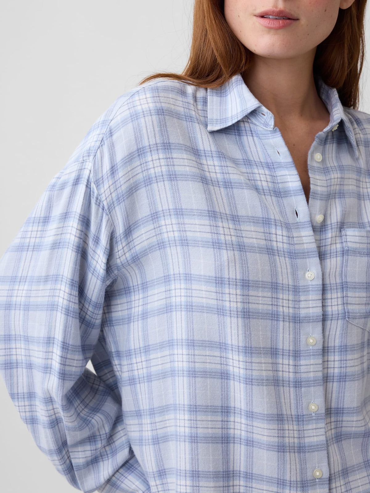 Açık Mavi Flannel Oversized Gömlek