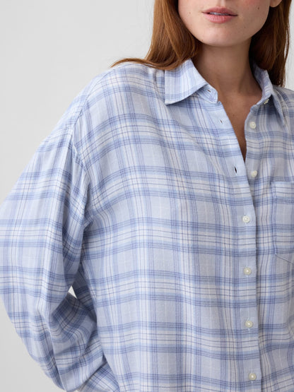 Açık Mavi Flannel Oversized Gömlek