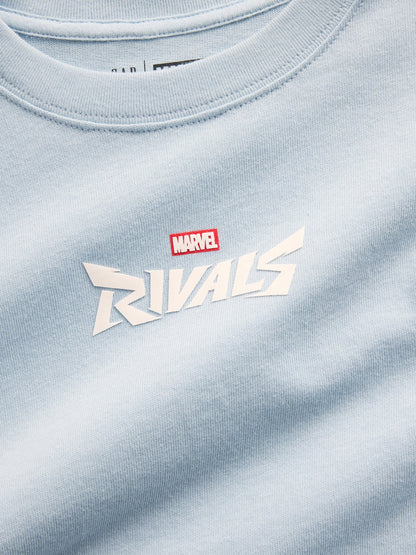 Açık Mavi Marvel Oversized Grafik Baskılı T-shirt