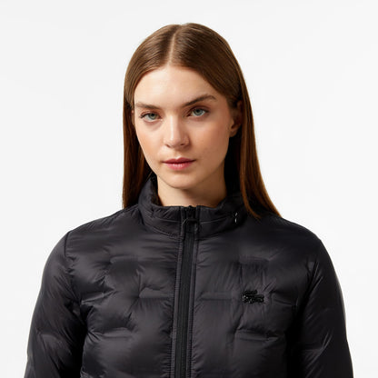 Lacoste Kadın Regular Fit Kapüşonlu Kapitone Siyah Mont