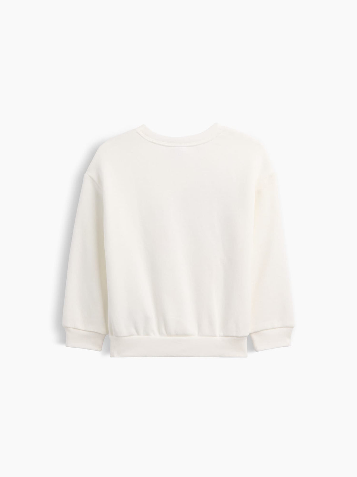 Beyaz Bisiklet Yaka Grafik Baskılı Sweatshirt
