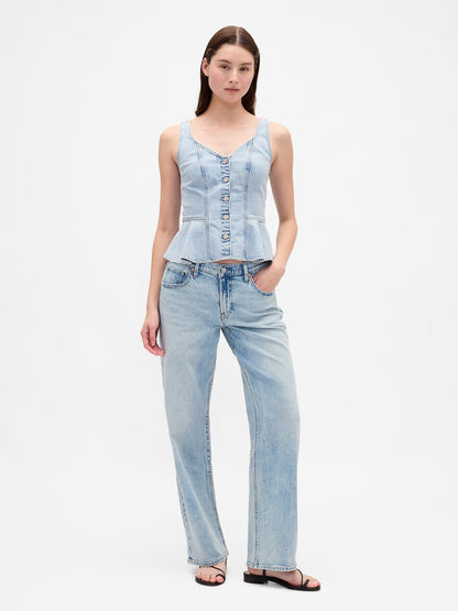 Açık Mavi Low Rise '90s Jean Pantolon