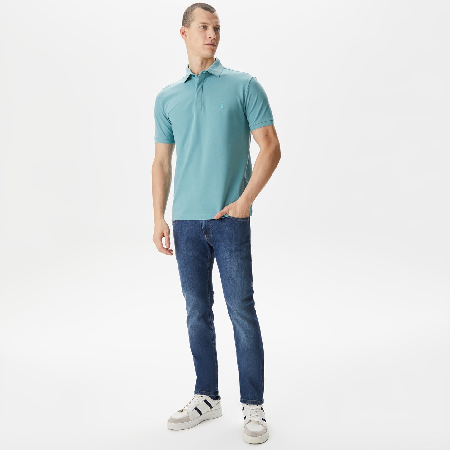 Nautica Erkek Mavi Slim Fit Kısa Kollu Polo Yaka T-shirt