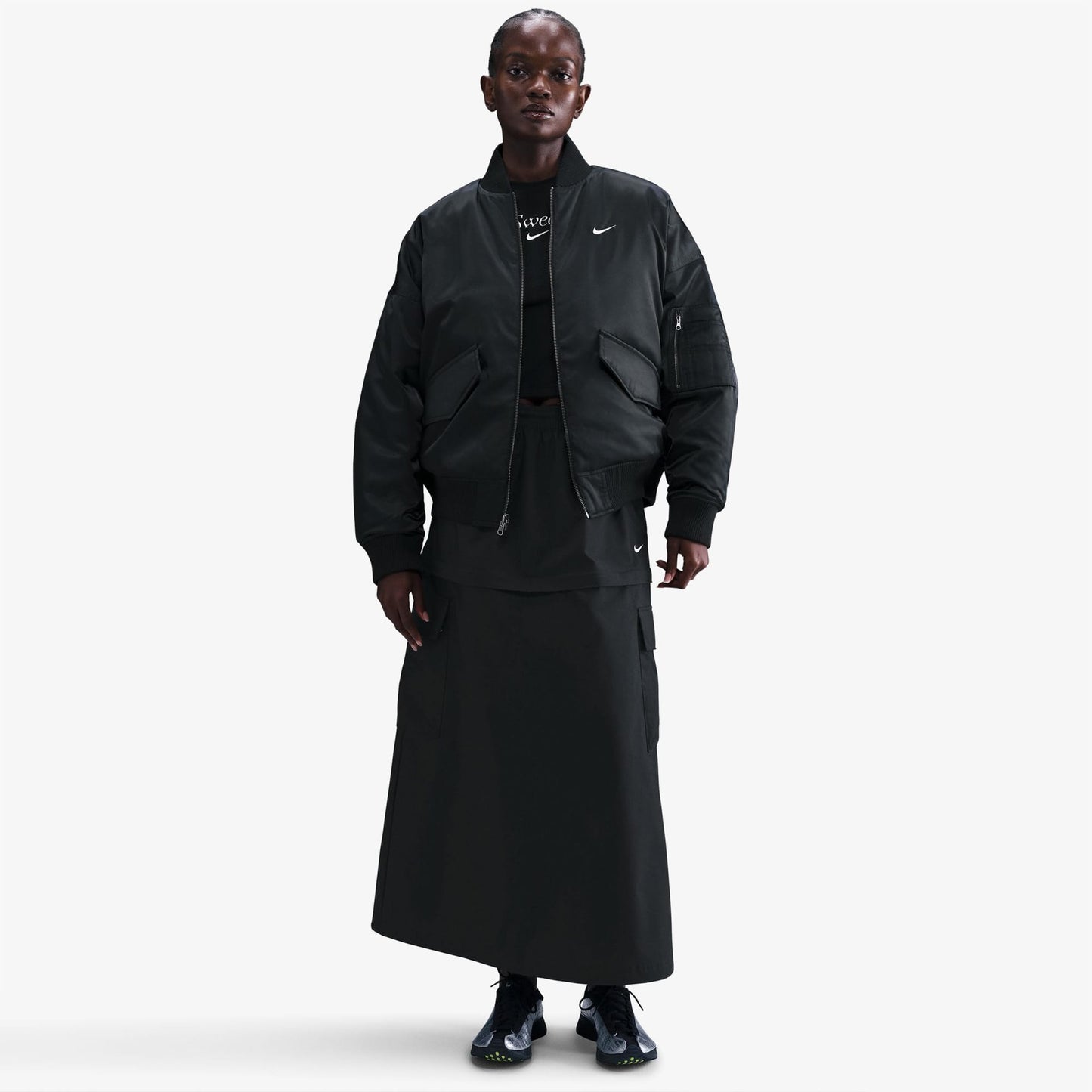 Nike Sportswear Therma-fit Reversible Kadın Siyah Bomber Ceket