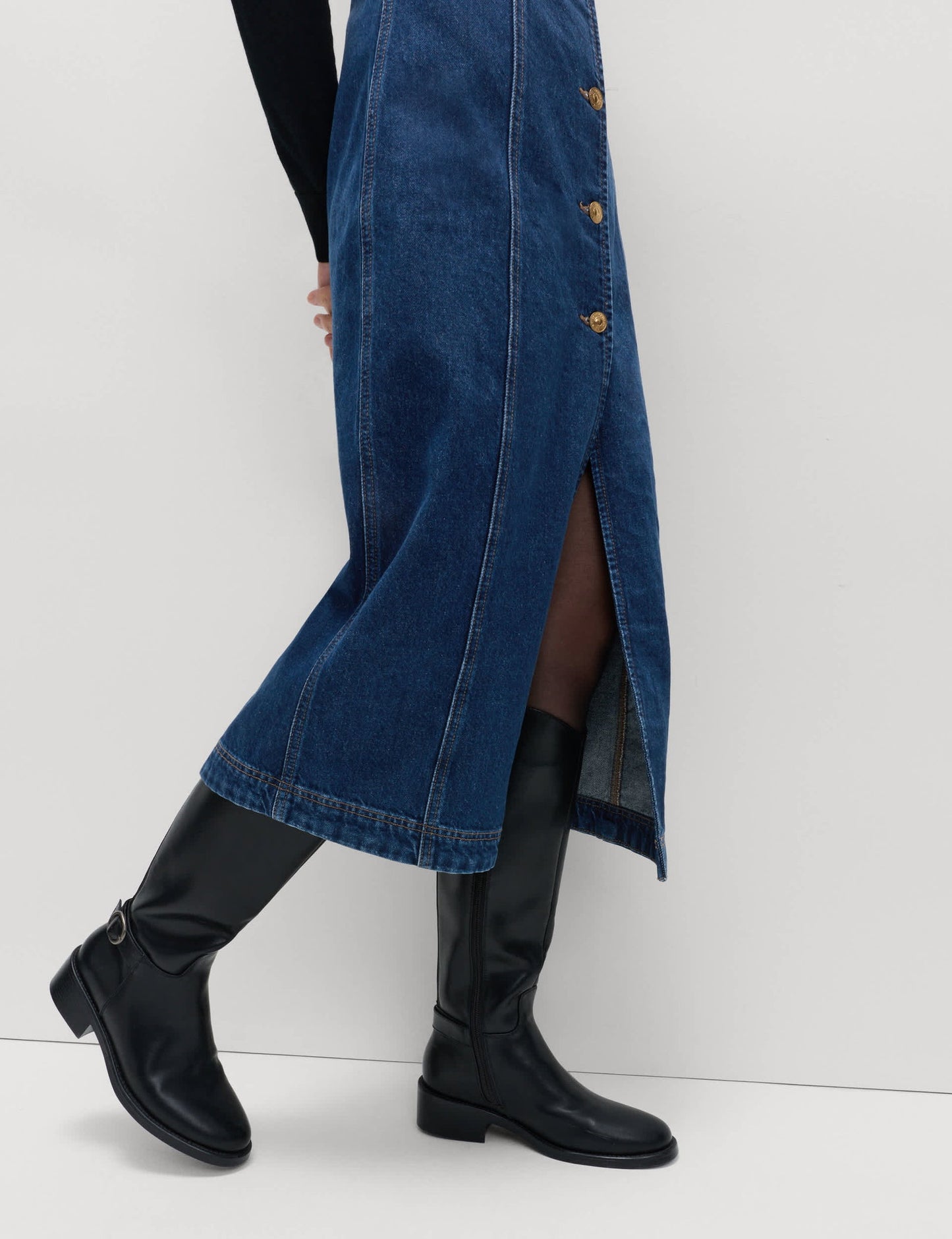 Pamuklu Denim Midi Elbise