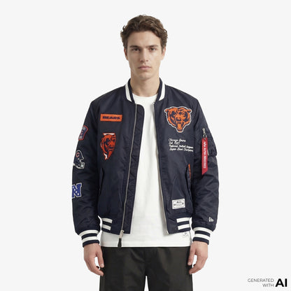 Alpha Industries X New Era Chicago Bears Ma-1 Bomber Erkek Lacivert Mont