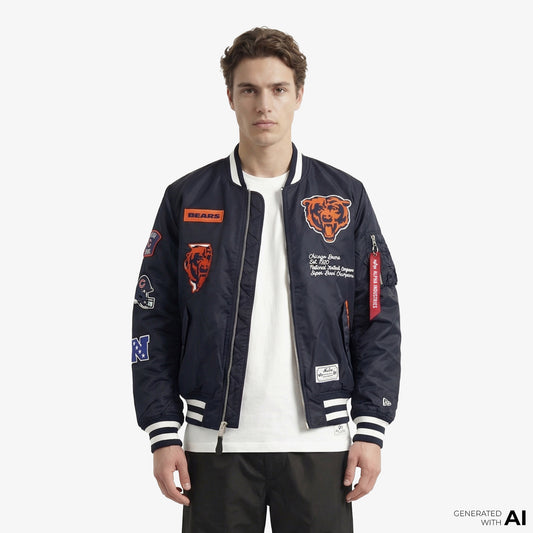 Alpha Industries X New Era Chicago Bears Ma-1 Bomber Erkek Lacivert Mont