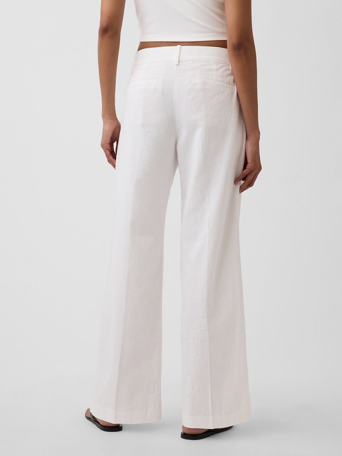 Beyaz 365 Low Rise Keten Karışımlı Pantolon