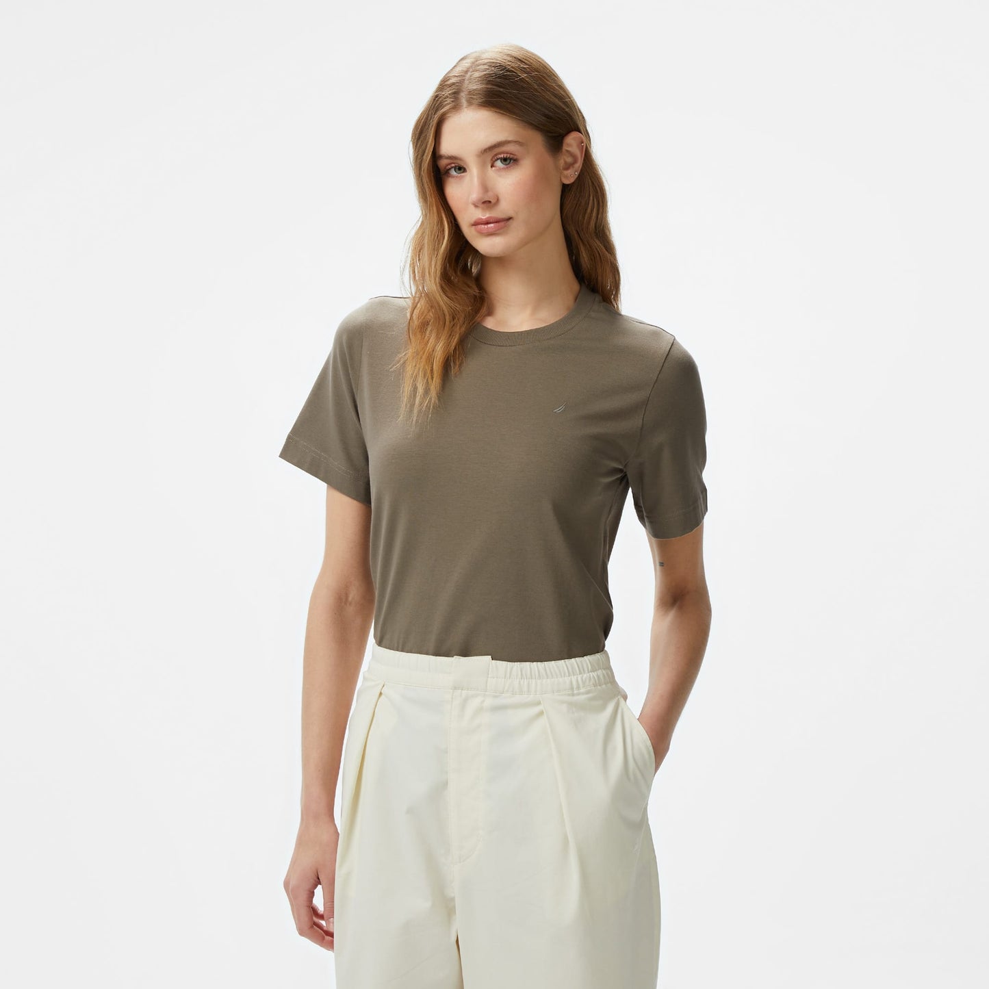 Nautica Kadın Yeşil Regular Fit Kısa Kollu T-shirt