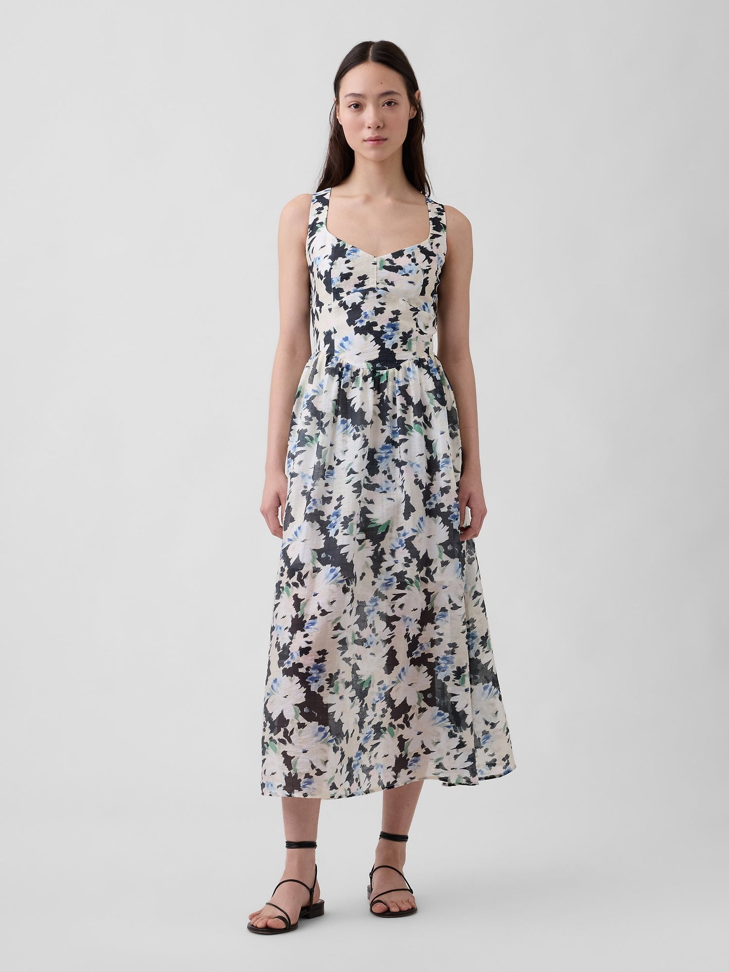 Çok Renkli Seamed Drop-waist Maxi Elbise