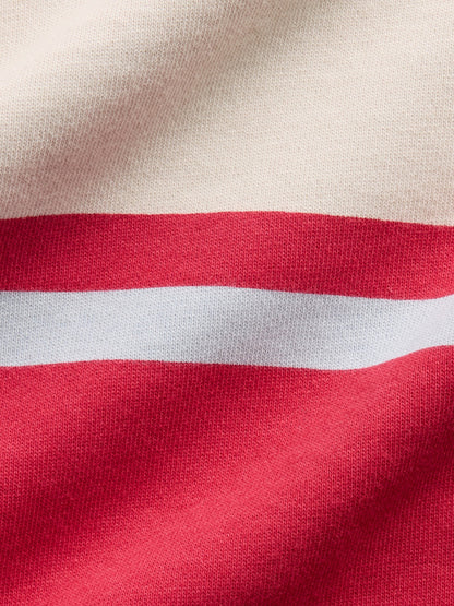 Kırmızı Fransız Havlu Kumaş Oversized Polo Sweatshirt
