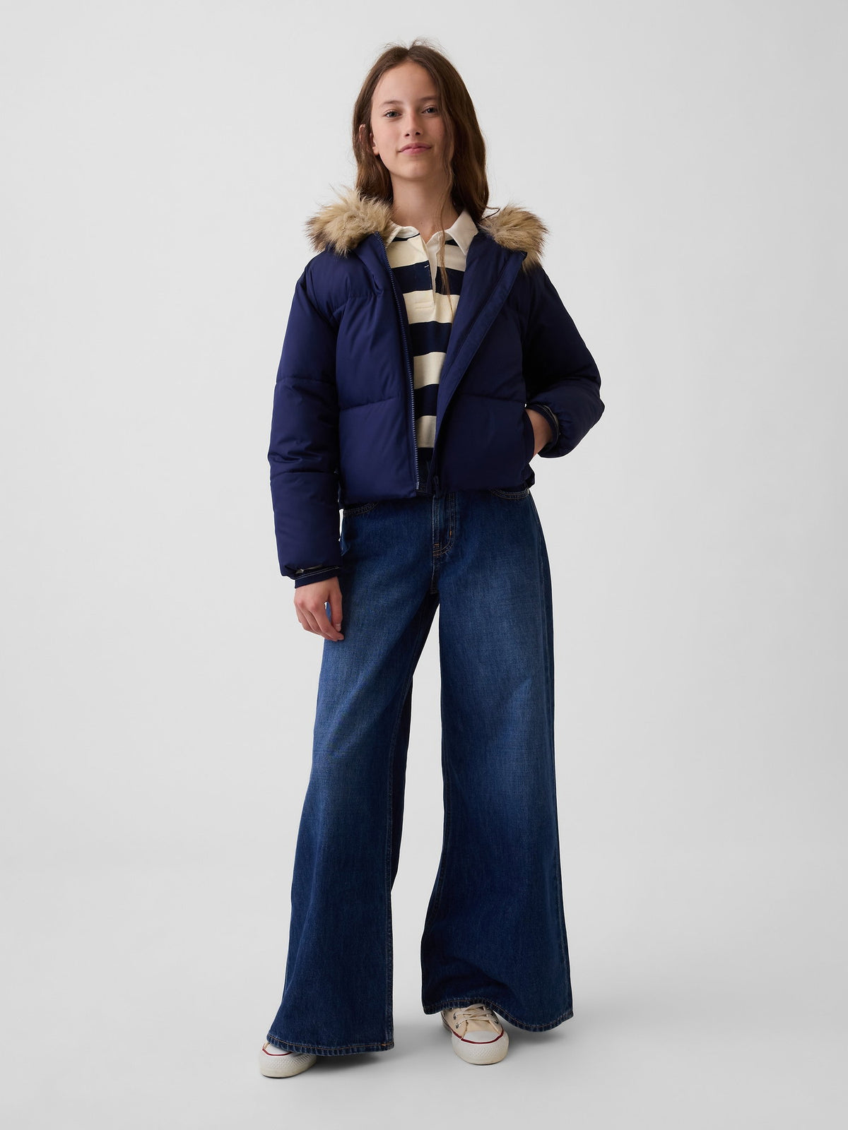 Lacivert Relaxed Puffer Şişme Mont