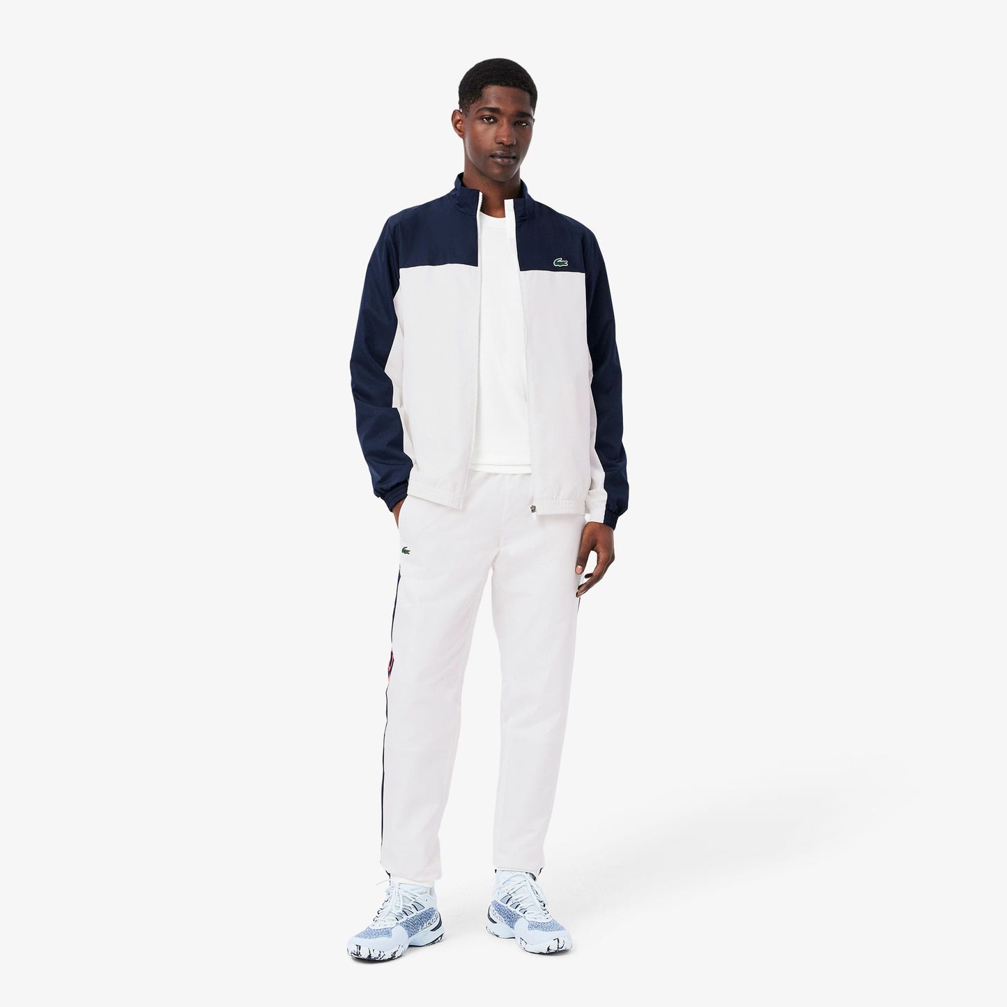 Lacoste Erkek Regular Fit Fermuarlı Renk Bloklu Beyaz Eşofman Takımı