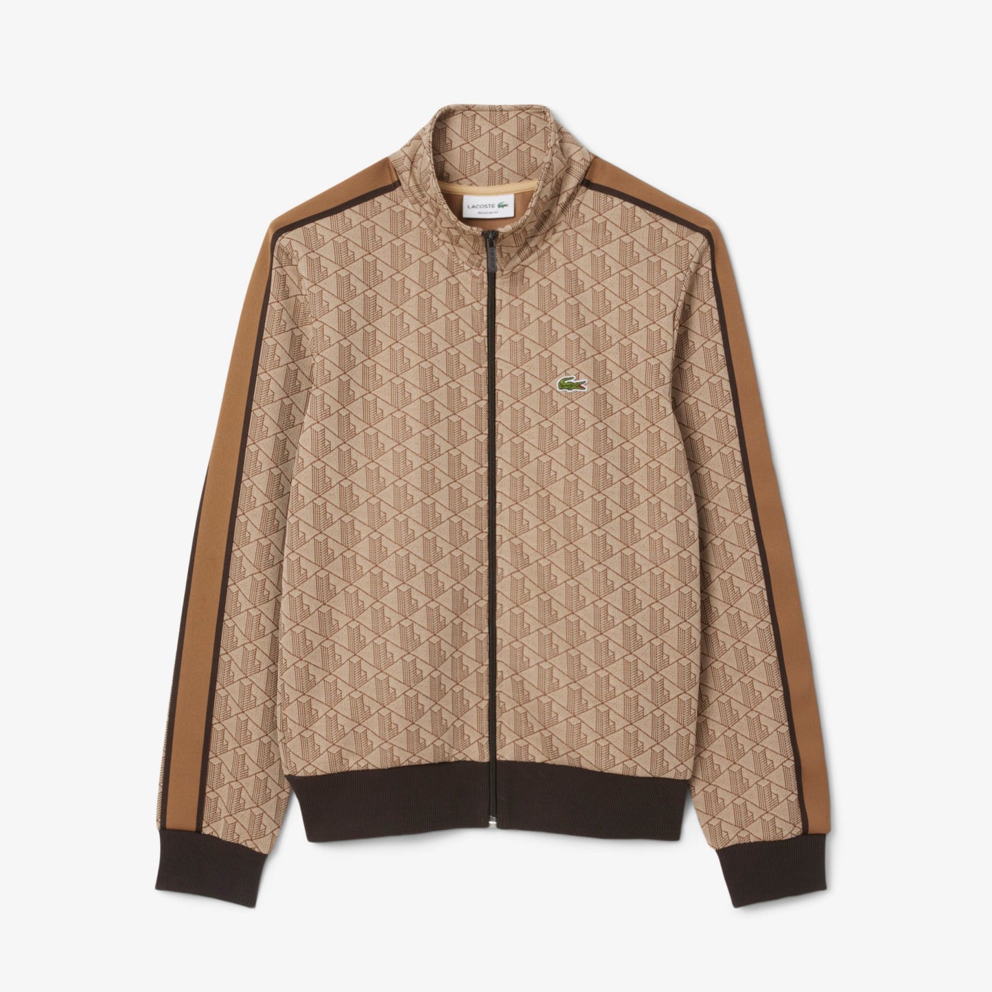 Lacoste Erkek Regular Fit Dik Yaka Monogram Kahverengi Sweatshirt