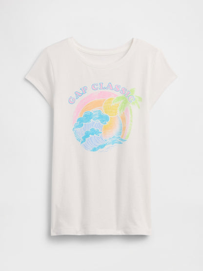 Kırık Beyaz Grafik Baskılı T-shirt