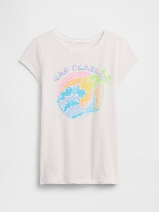 Kırık Beyaz Grafik Baskılı T-shirt