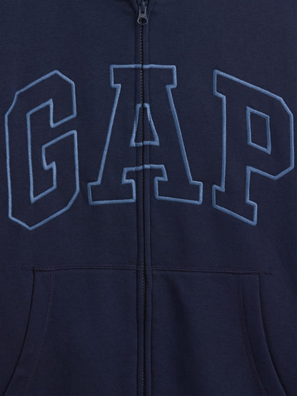 Siyah Relaxed Gap Logo Sherpa Astarlı Fermuarlı Sweatshirt