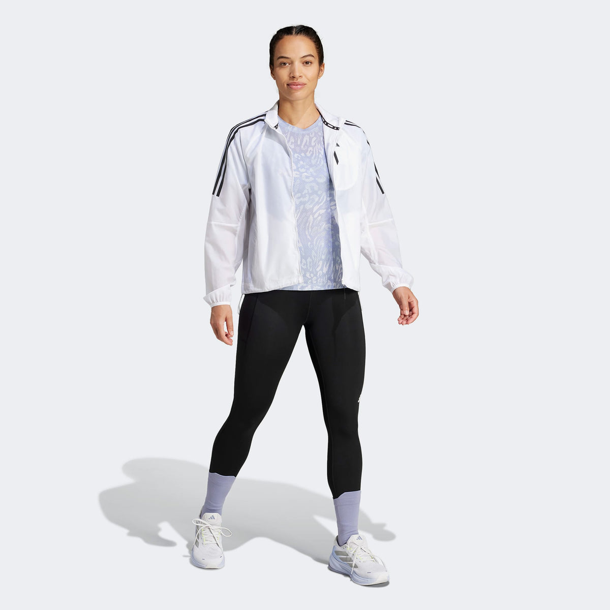 Adidas Own The Run 3 Stripes Packable Kadın Beyaz Ceket