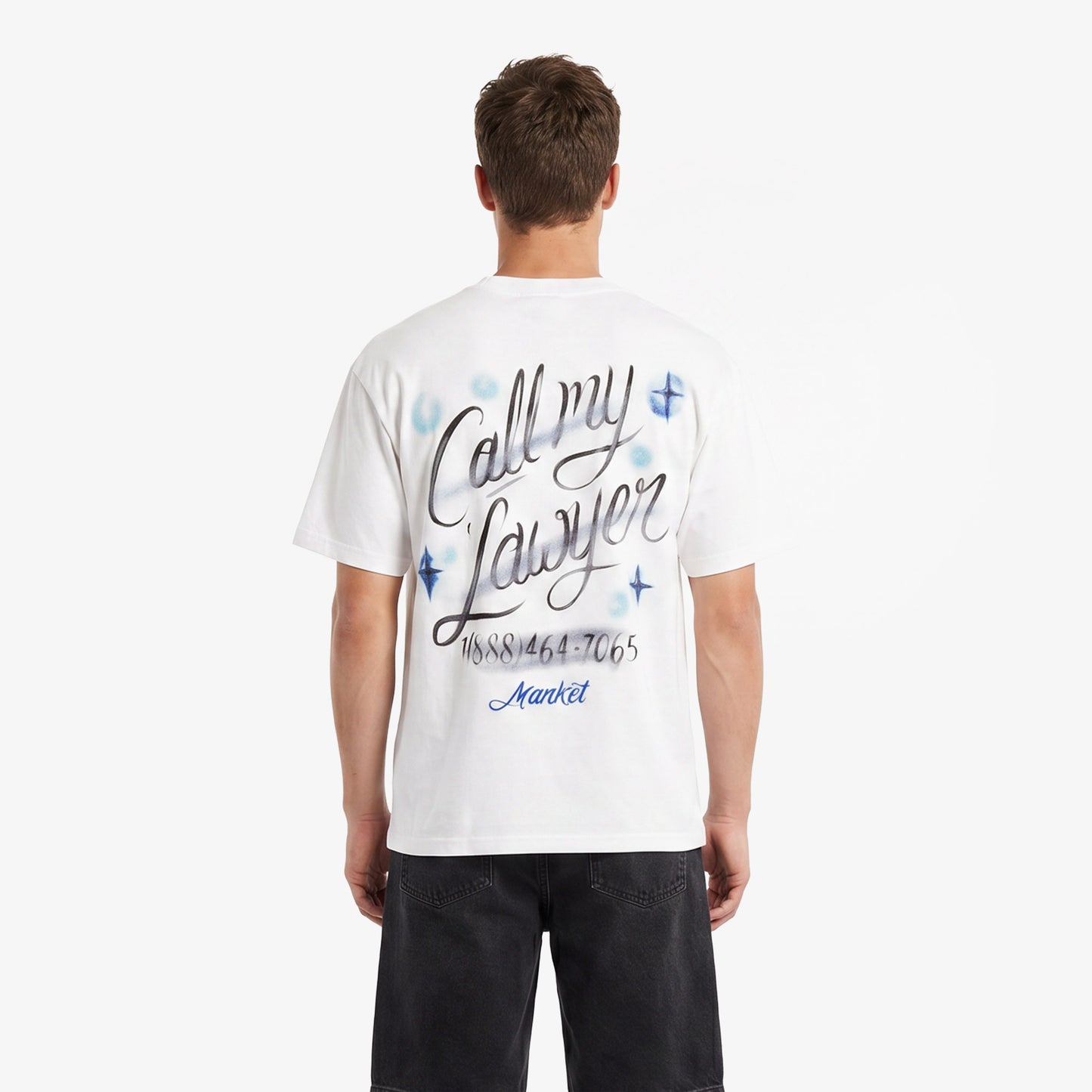 Market Airbrush Call My Lawyer Erkek Beyaz T-shirt