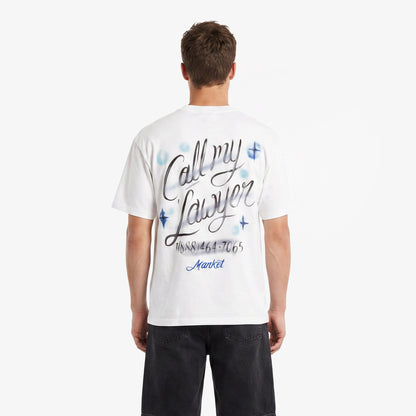 Market Airbrush Call My Lawyer Erkek Beyaz T-shirt