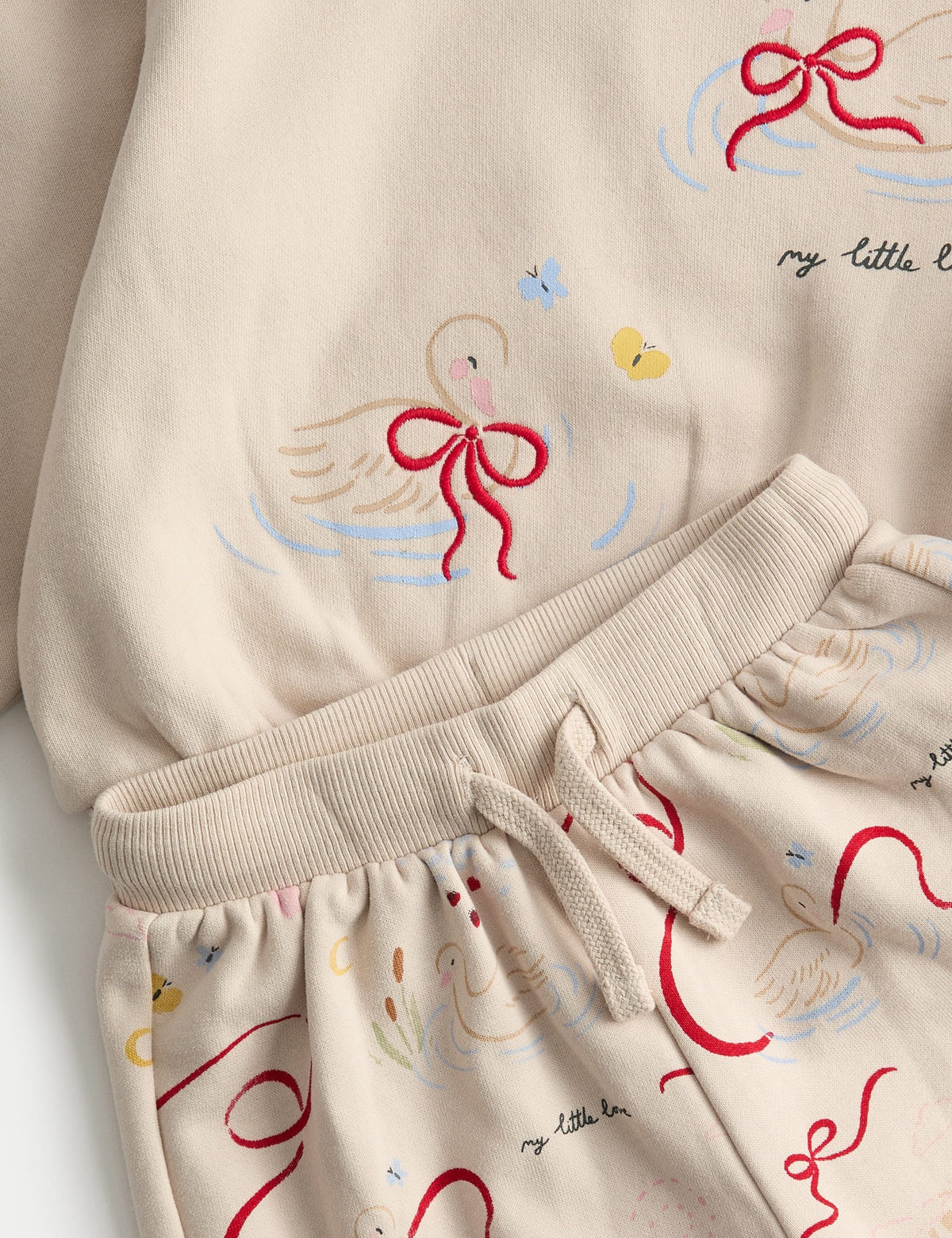 Kuğu Desenli Sweatshirt Ve Eşofman Altı Takımı