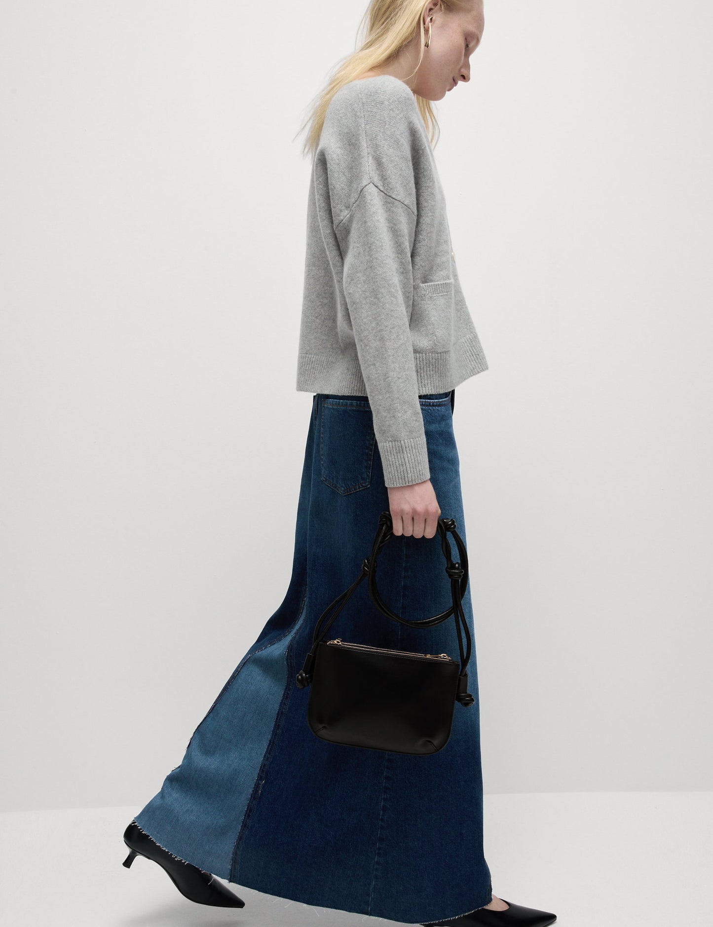 Saf Pamuklu Maxi Denim Etek