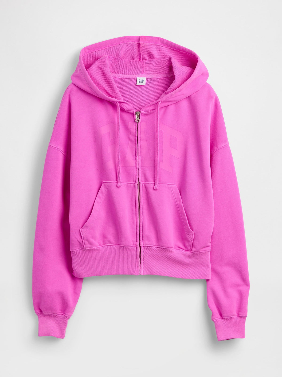 Pembe Oversized Gap Logo Fransız Havlu Kumaş Fermuarlı Sweatshirt