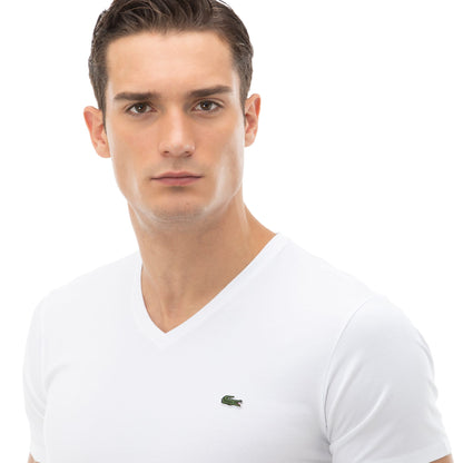 Lacoste Erkek Slim Fit V Yaka Beyaz T-shirt
