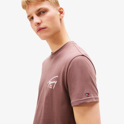 Tommy Hilfiger Regular Sign Backprint Erkek Kahverengi T-shirt