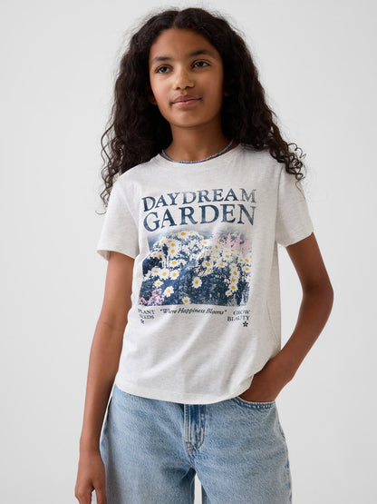 Açık Gri Grafik Baskılı T-shirt