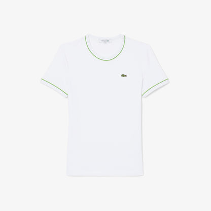 Lacoste Kadın Slim Fit Bisiklet Yaka Beyaz T-shirt