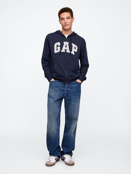 Lacivert Gap Logo Fermuarlı Fransız Havlu Kumaş Sweatshirt