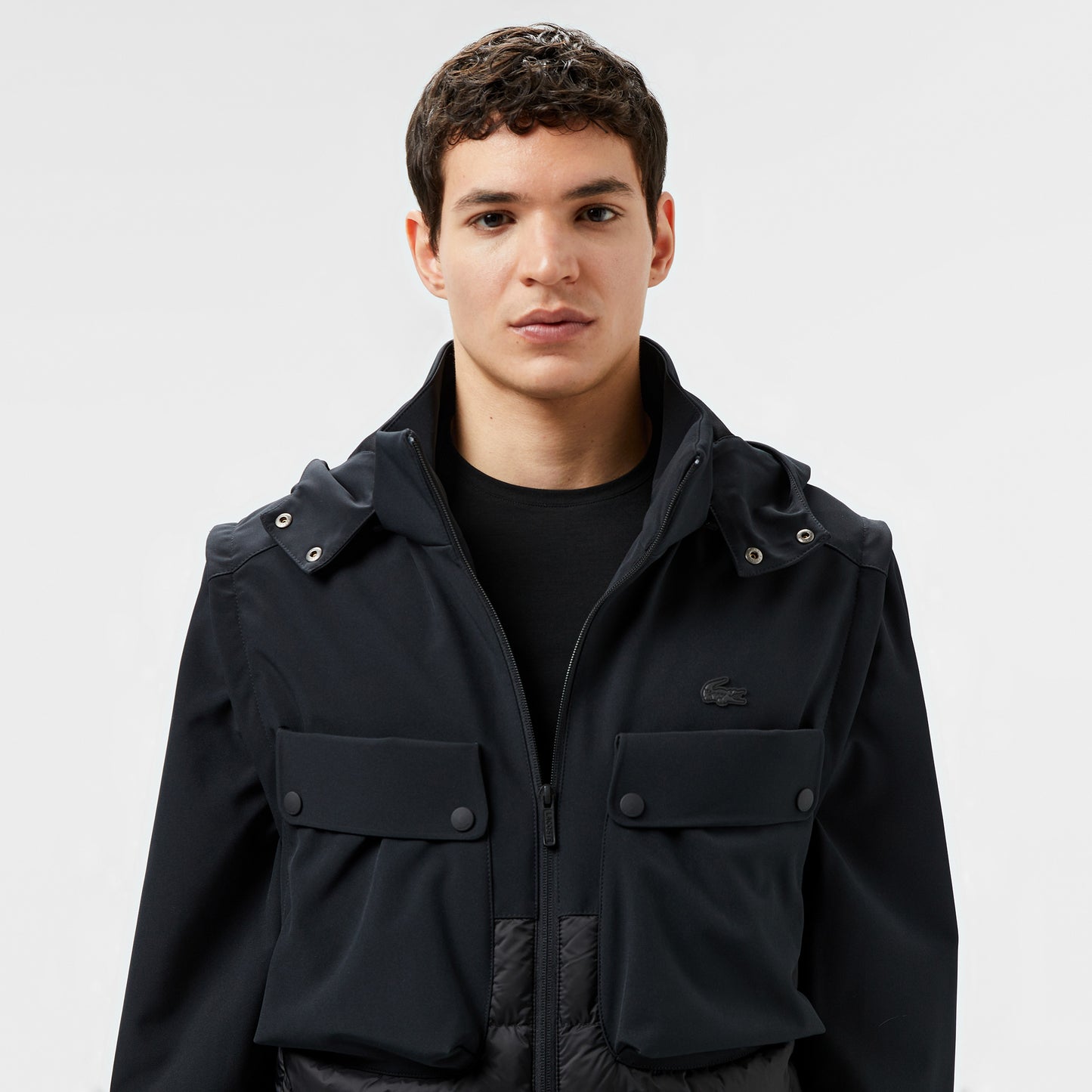 Lacoste Erkek Regular Fit Kapüşonlu Baskılı Siyah Mont
