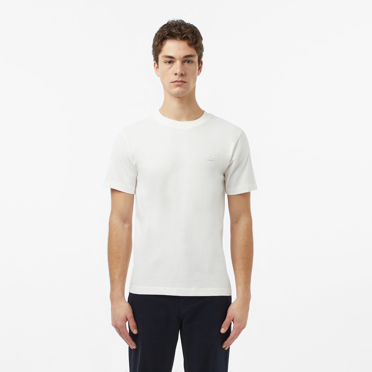 Lacoste Erkek Regular Fit Bisiklet Yaka Krem T-shirt