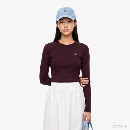 Lacoste Slim Fit Kadın Bordo T-shirt