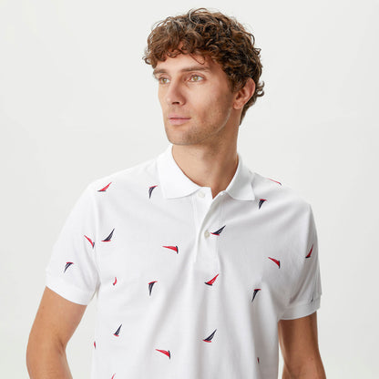 Nautica Erkek Beyaz Classic Fit Kısa Kollu Polo Yaka T-shirt