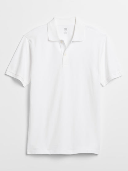 Beyaz Pique Polo Yaka T-shirt