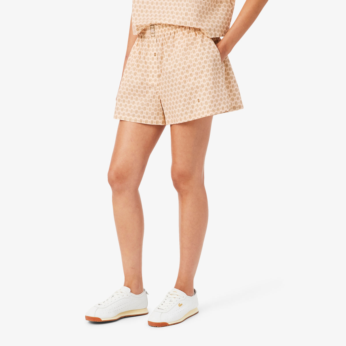 Lacoste Kadın Oversize Fit Desenli Pembe Şort