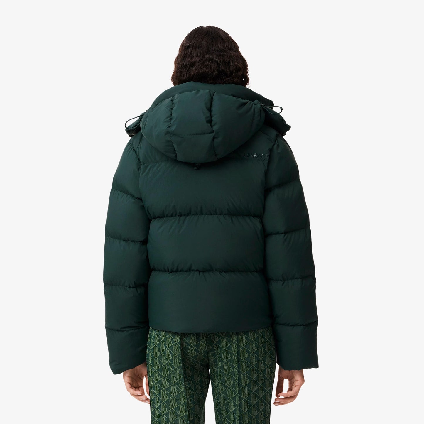 Lacoste Kadın Relaxed Fit Kapüşonlu Koyu Yeşil Şişme Mont
