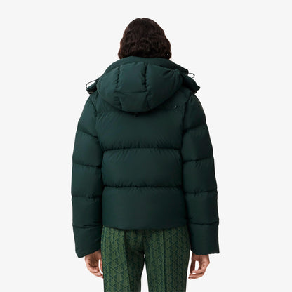 Lacoste Kadın Relaxed Fit Kapüşonlu Koyu Yeşil Şişme Mont