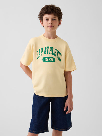 Açık Sarı Fransız Havlu Kumaş Kısa Kollu Sweatshirt