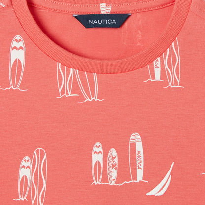 Nautica Erkek Çocuk Kırmızı Regular Fit Baskılı T-shirt
