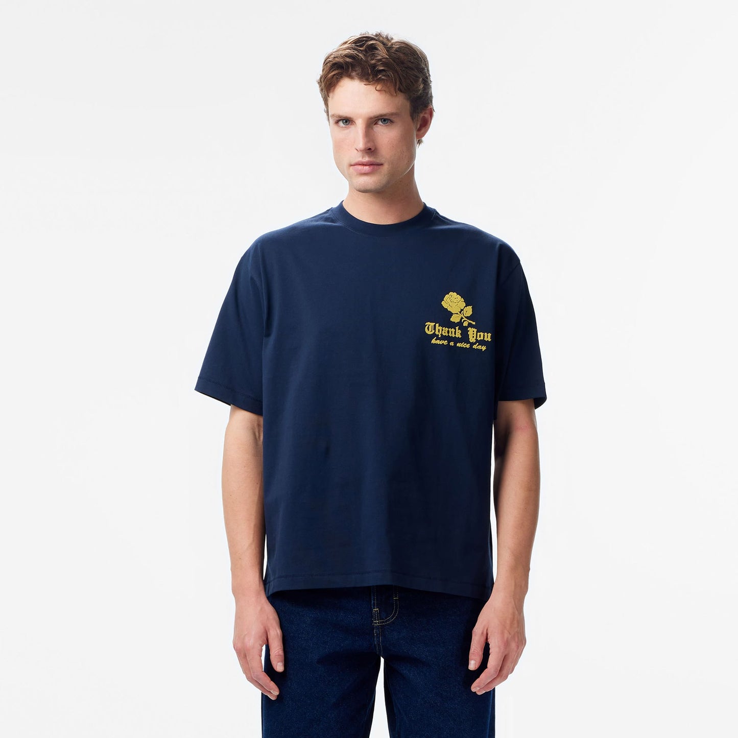 Market Thank You Needlepoint Erkek Lacivert T-shirt