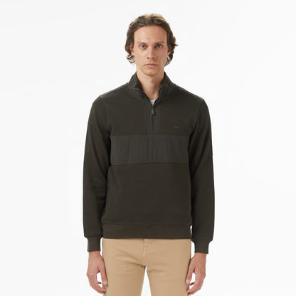 Lacoste Erkek Classic Fit Yarım Fermuarlı Desenli Haki Sweatshirt